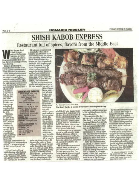 Newspaper review: a restaurant full of spices and flavors from the Middle East